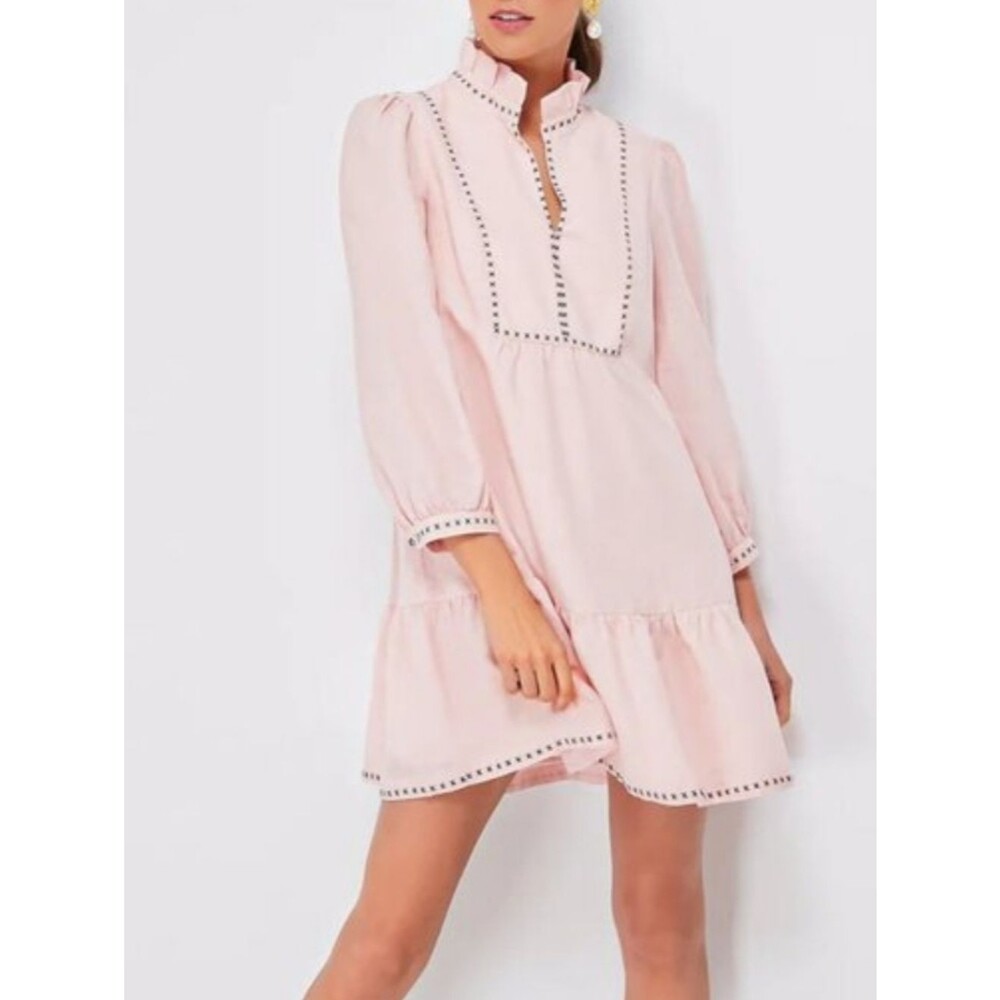 Tuckernuck Pink Palmerston Linen Blend Mini Dress XS NWT Resortwear Breezy